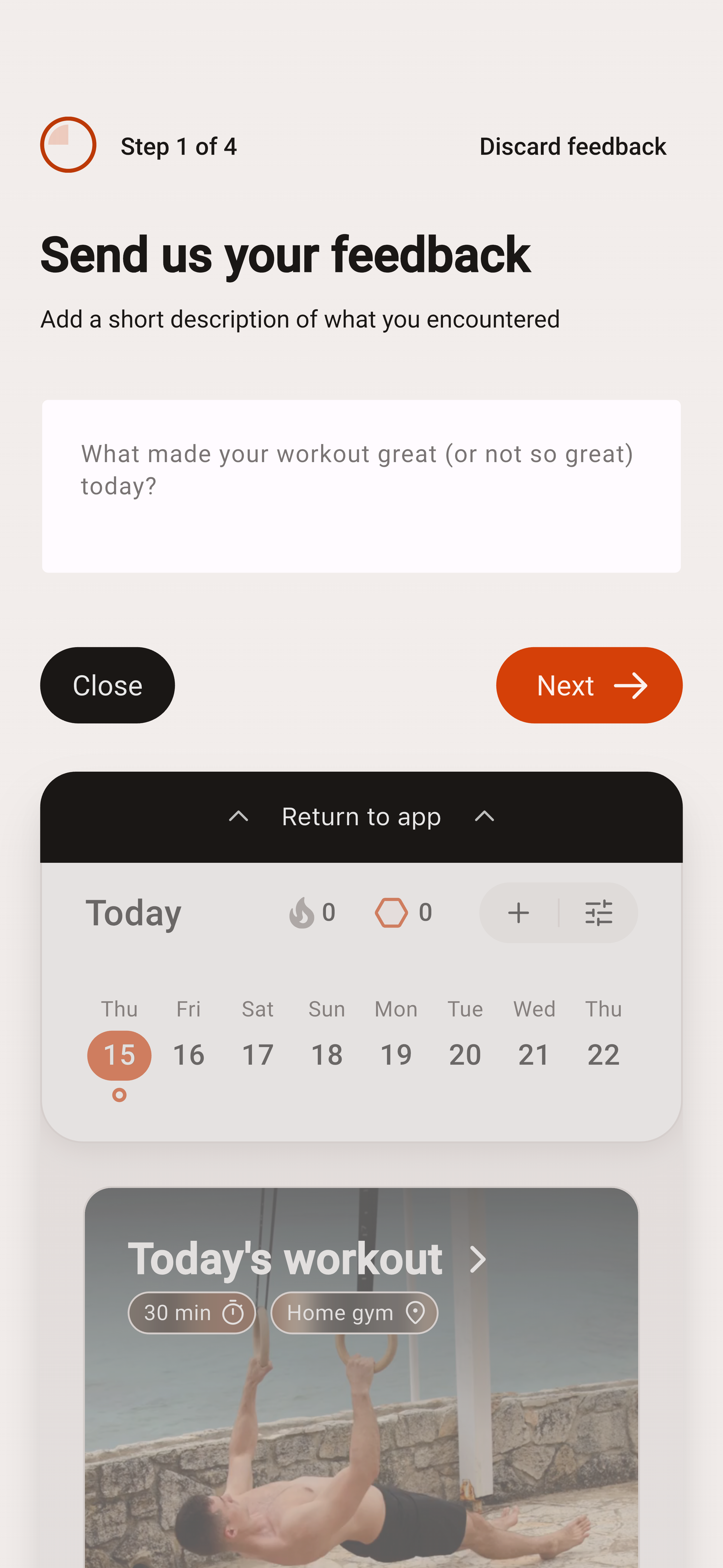 DIE RINGE app: send feedback about your training