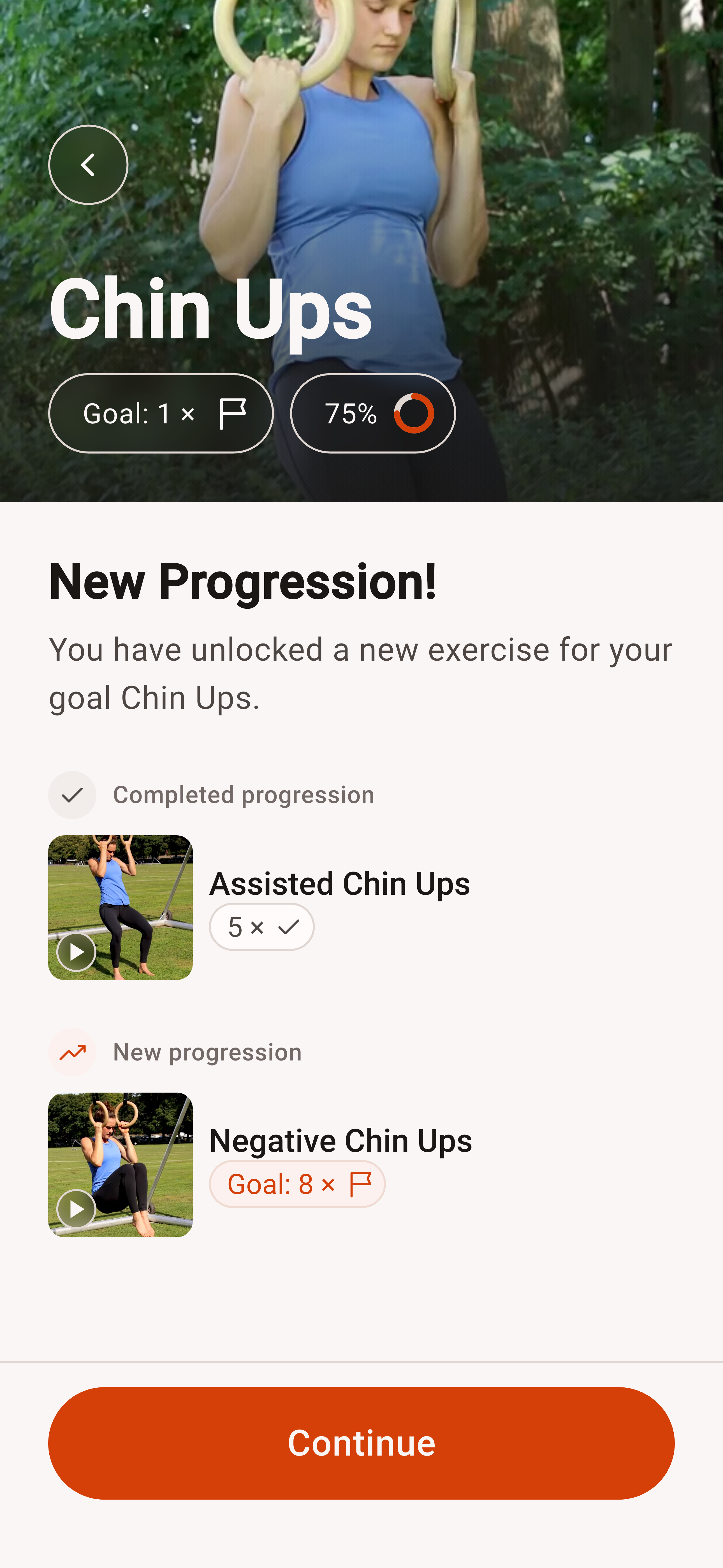 DIE RINGE app: pull-up progression from assisted to negative pull-ups